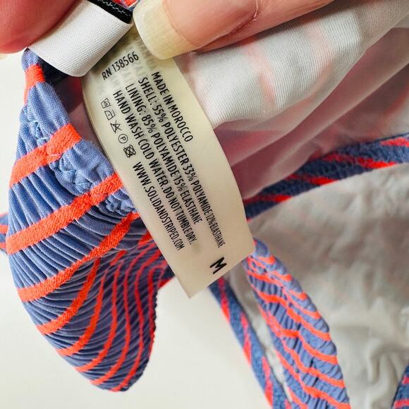 Solid & Striped Lilac & Orange Striped Front Tie Bikini 2 Piece Bathing Suit M - Picture 12 of 12